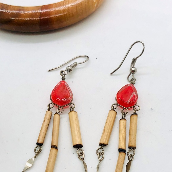 Vintage Southwestern Earrings & Wood Bangle Bracelet - Picture 3 of 9